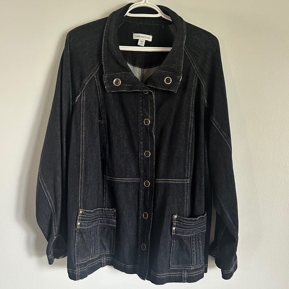 Coldwater Creek‎ Denim Jacket Snap Button Pockets Adjustable Cuffs 2X - Picture 1 of 10